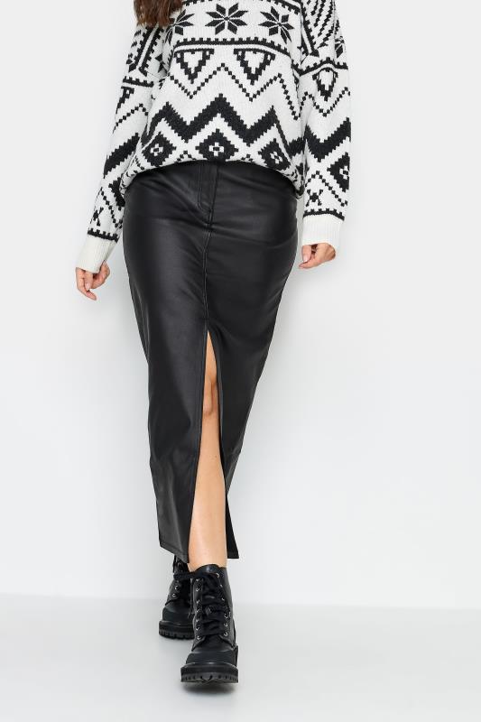 LTS Tall Black Coated Midi Skirt | Long Tall Sally  3