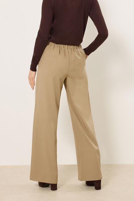LTS Tall Women's Natural Brown Buckle Wide Leg Trousers | Long Tall Sally 3