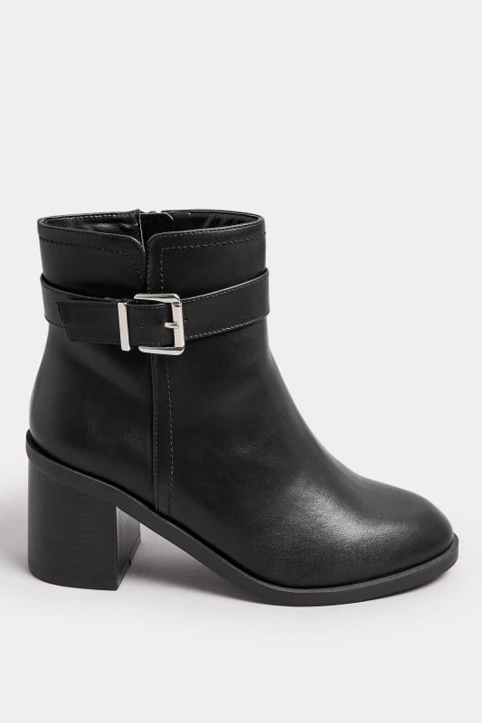 Black Block Heel Buckle Boot In Wide EEE Fit | Yours Clothing 3