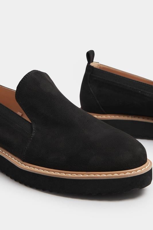 LTS Black Faux Suede Slip-On Loafers In Standard Fit | Long Tall Sally 4