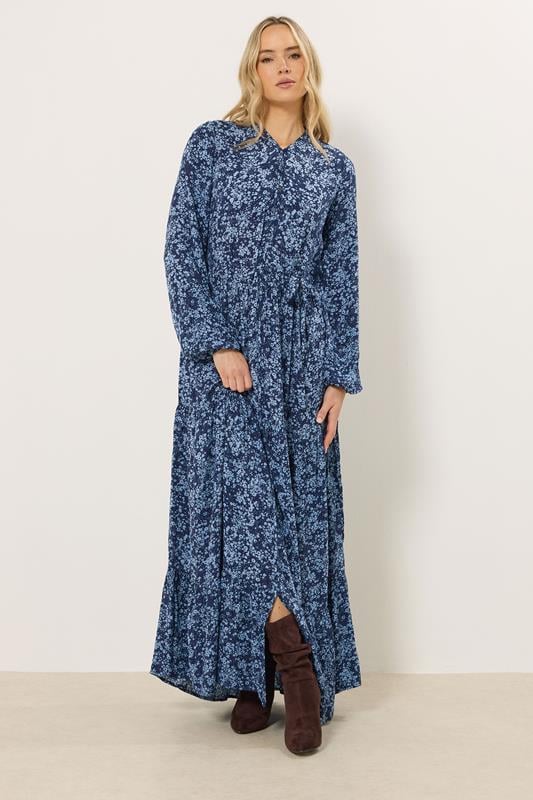 Tall  LTS Tall Navy Blue Ditsy Crinkle Maxi Dress