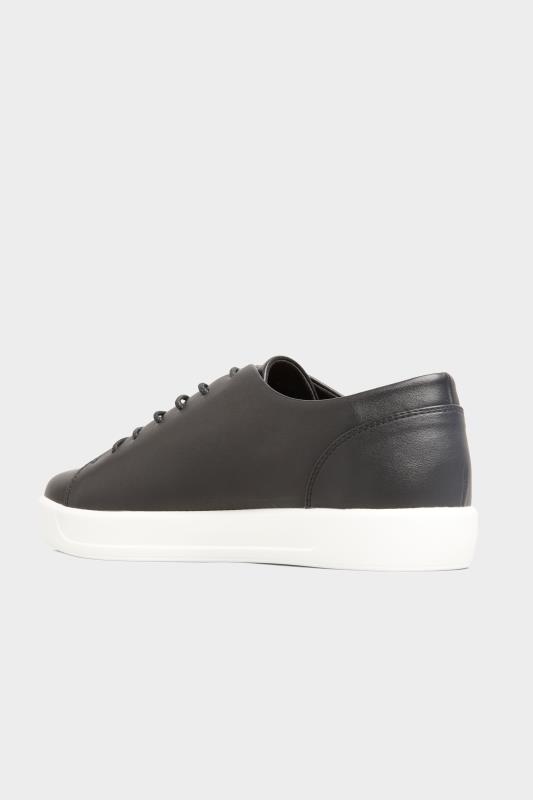 Black Vegan Leather Basic Trainers In Extra Wide Fit | Yours Clothing 5