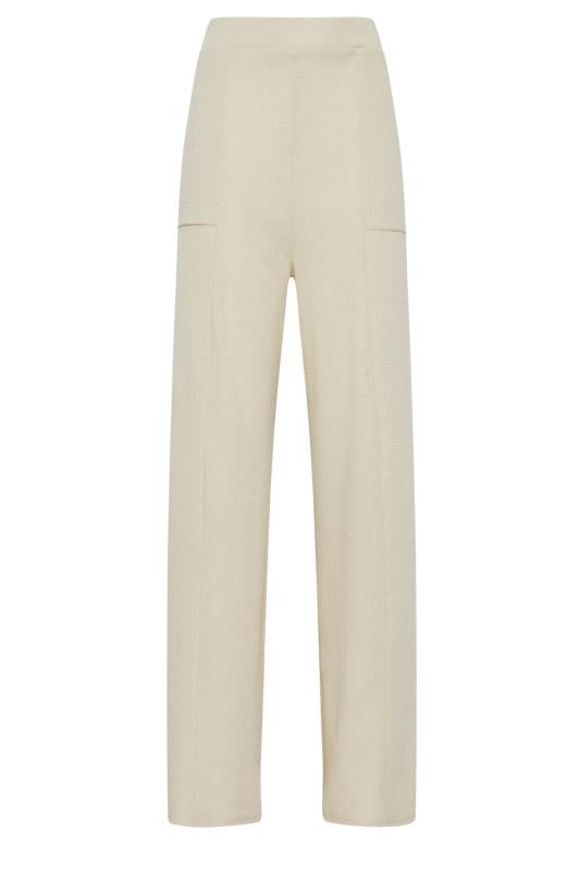 LTS Tall Cream Textured Seam Front Wide Leg Trousers | Long Tall Sally 5