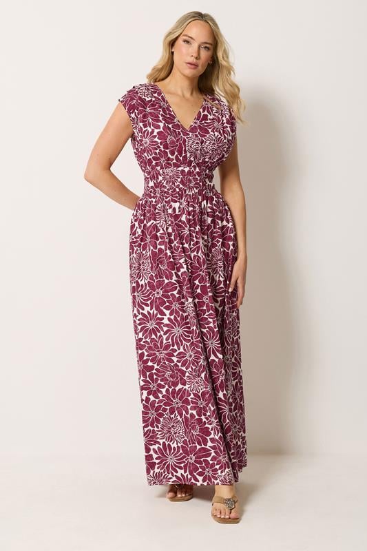 LTS Tall Women's Red Floral Cotton Wrap Maxi Dress | Long Tall Sally 1