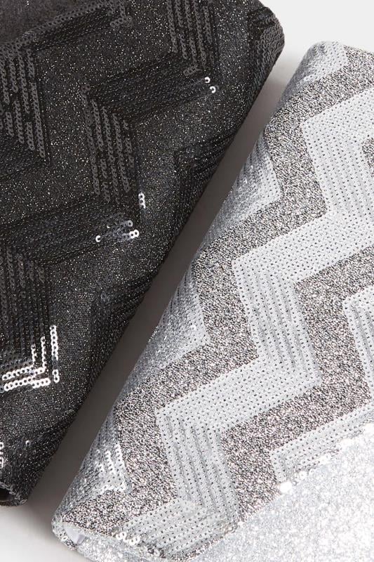 Black Sequin Chevron Clutch Bag | Yours Clothing 8