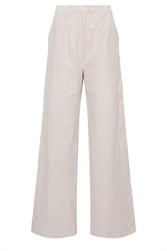LTS Tall Women's Camel Brown Stripe Cotton Wide Leg Trousers | Long Tall Sally 6