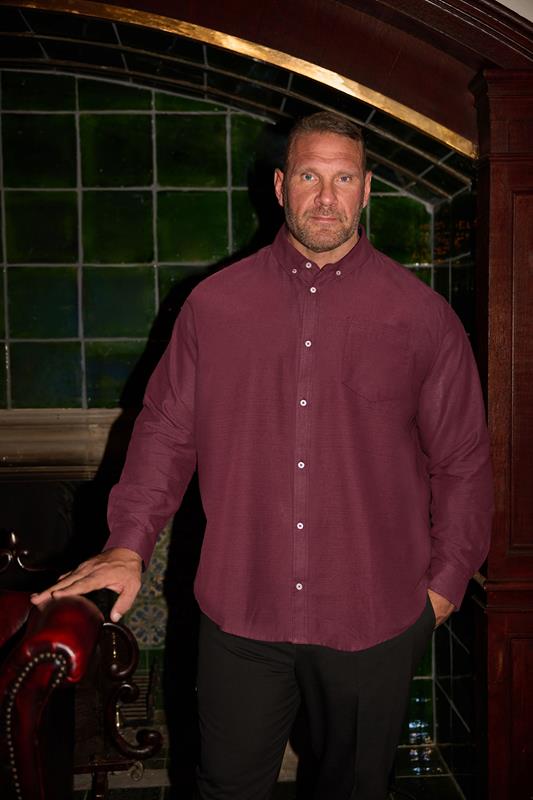 BadRhino Big & Tall Burgundy Red Long Sleeve Slub Shirt