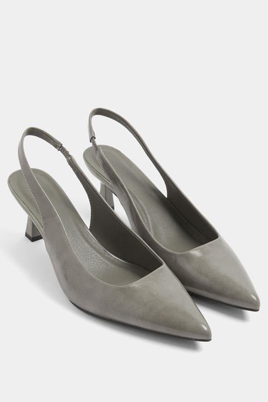  Yours Grey Pointed Toe Heels In Wide E Fit