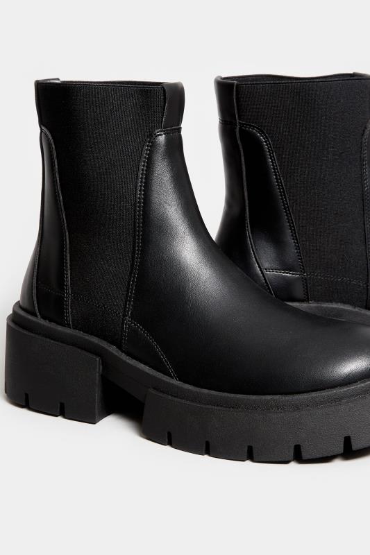 LIMITED COLLECTION Black Chunky Chelsea Ankle Boots In Wide E Fit | Yours Clothing 5
