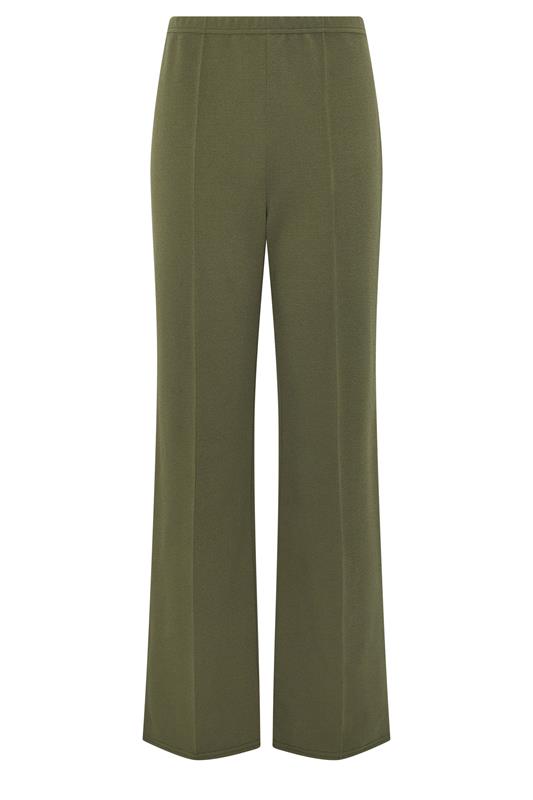 LTS Tall Women's Khaki Green Textured Pleated Wide Leg Trousers | Long Tall Sally 5