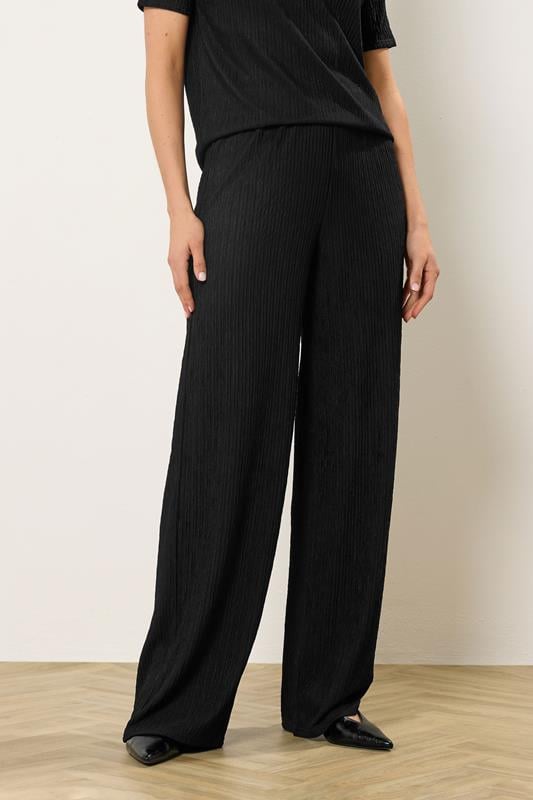 LTS Tall Black Textured Elasticated Waist Trousers | Long Tall Sally 2