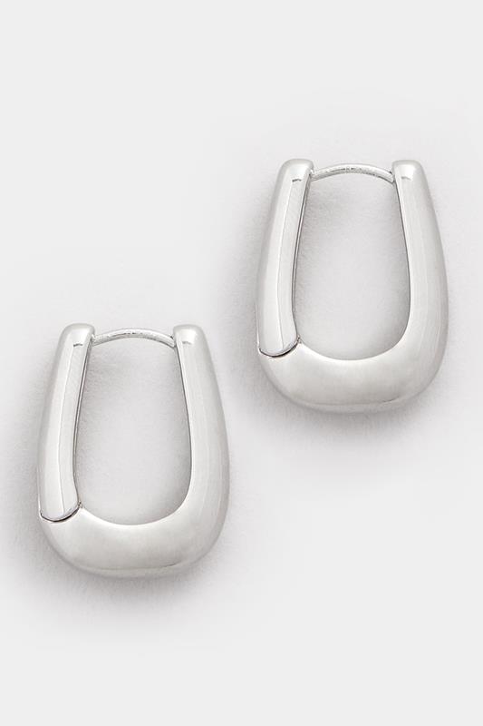 Silver Tone Square Hoop Earrings | Yours Clothing 2