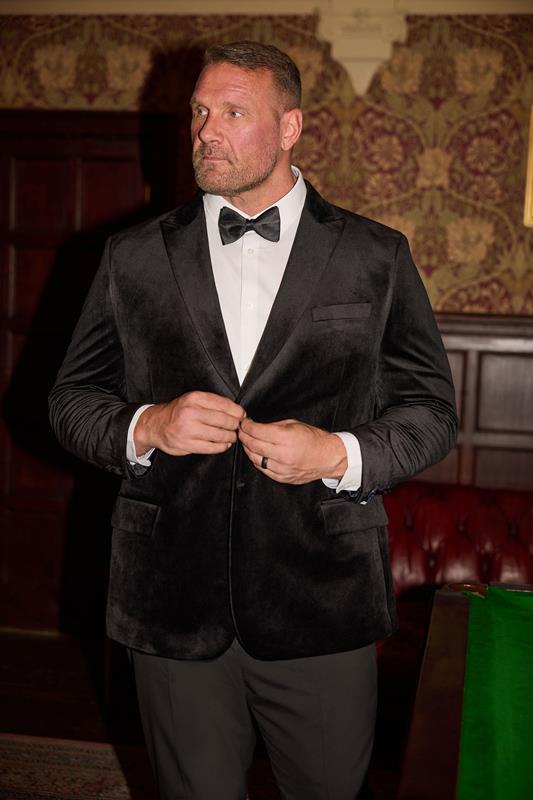 Men's  BadRhino Big & Tall Black Tailored Velvet Blazer