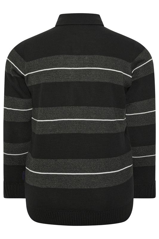 BadRhino Big & Tall Black Stripe Collared Knitted Jumper | BadRhino 6