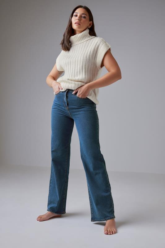 LTS Tall Indigo Blue BEA Wide Leg Jeans | Long Tall Sally 1