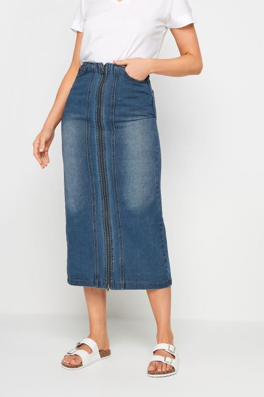LTS Tall Blue Full Zip Denim Skirt | Long Tall Sally 3