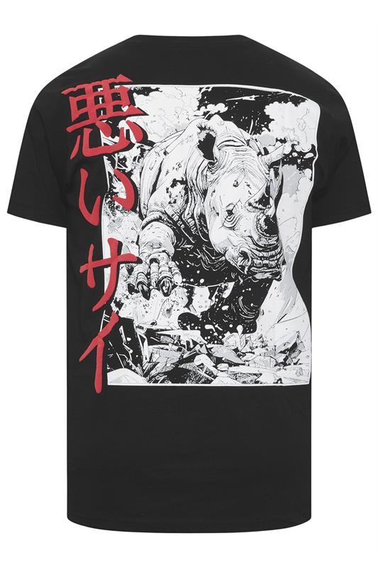 BadRhino Big & Tall Black Extra Long Rhino Japanese Graphic T-Shirt | BadRhino 7