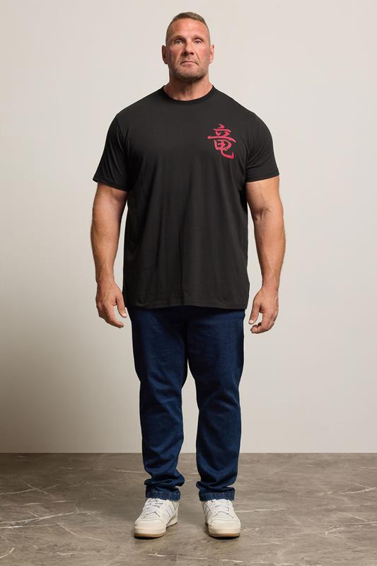 BadRhino Big & Tall Black Japanese Print T-Shirt | BadRhino 2