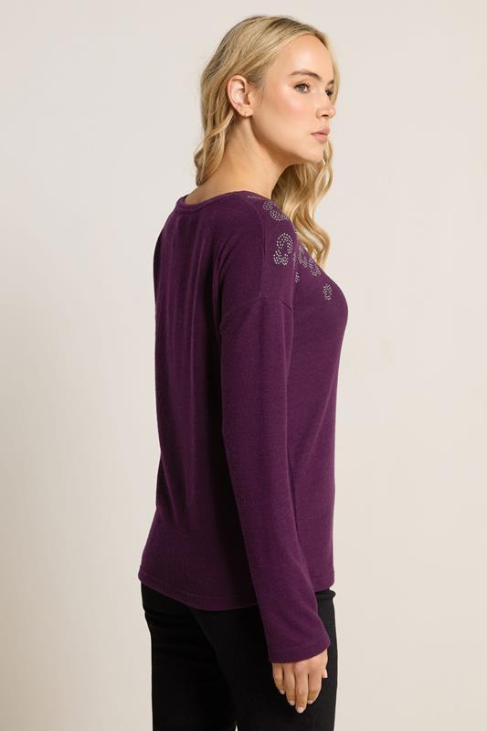 LTS Tall Purple Soft Touch Animal Embellished Jumper | Long Tall Sally 3