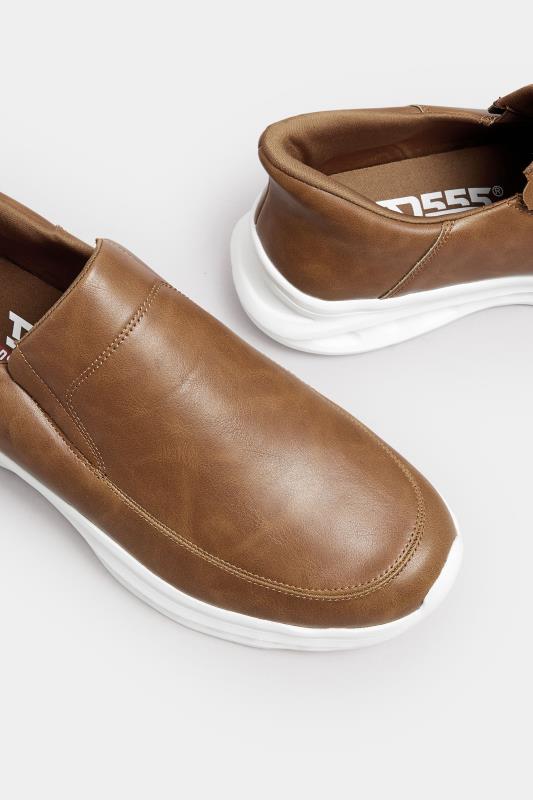 D555 Tan Faux Leather Slip On Shoes | BadRhino 5