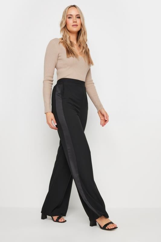LTS Tall Black Satin Side Stripe Trousers | Long Tall Sally 1