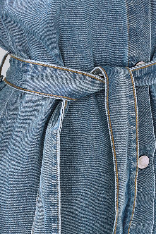 LTS Tall Blue Denim Long Sleeve Belt Tie Midi Dress | Long Tall Sally 4