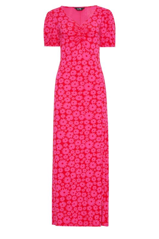 LTS Tall Women's Hot Pink Floral Print Ruched Maxi Dress | Long Tall Sally 6