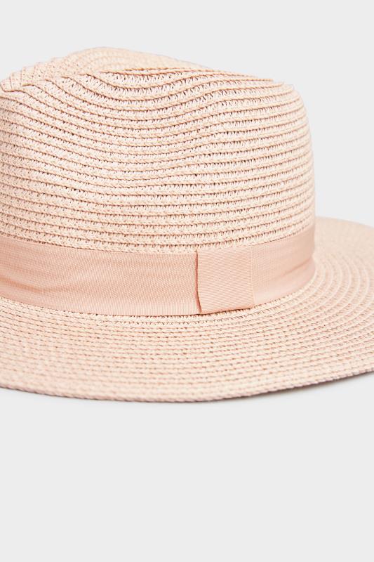 Plus Size Pink Straw Fedora Hat | Yours Clothing 3