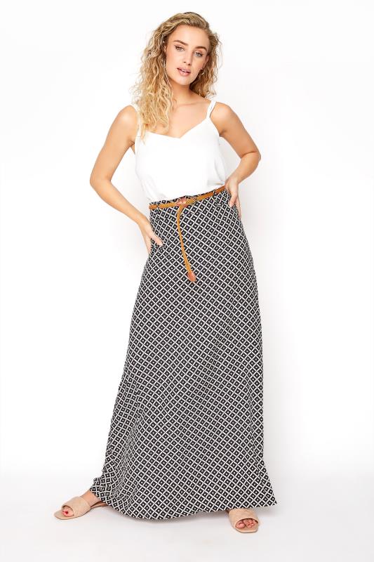 LTS Black Geometric Maxi Skirt | Long Tall Sally 1