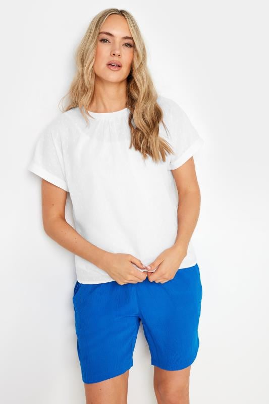 Tall  LTS Tall White Short Sleeve Dobby Top