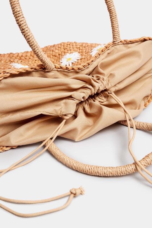 Natural Brown Daisy Straw Bag | Yours Clothing 6