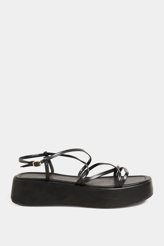 LIMITED COLLECTION Black Strappy Flatform Sandals in Extra Wide EEE Fit | Yours Clothing 3