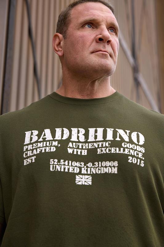 BadRhino Big & Tall Khaki Green Military Waffle Texture T-Shirt