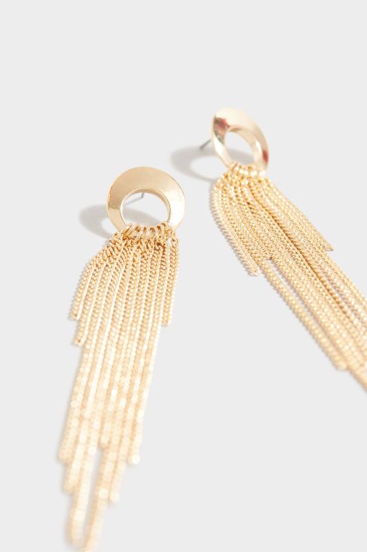 Gold Tassel Long Earrings | Yours Clothing 3
