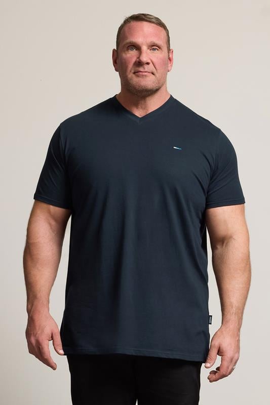 BadRhino Big & Tall Navy Blue Extra Long V-Neck T-Shirt | BadRhino 1