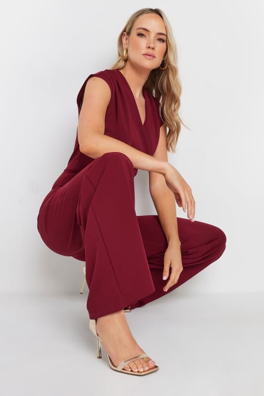 LTS Tall Burgundy Red Cross Over Jumpsuit | Long Tall Sally 4