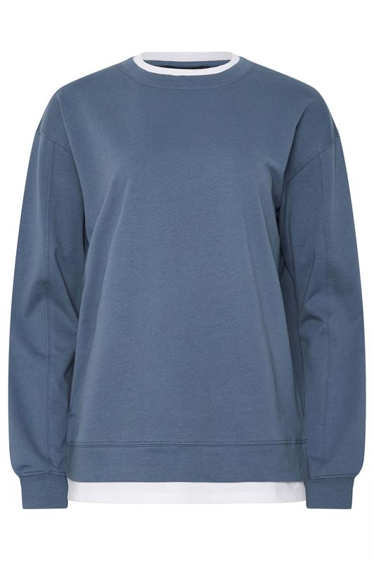 LTS Tall Women's Denim Blue & White Layered Top | Long Tall Sally 2