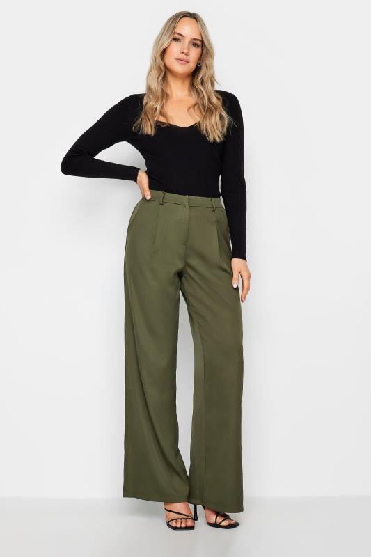 LTS Tall Womens Olive Green Tailored Wide Leg Trousers | Long Tall Sally 2