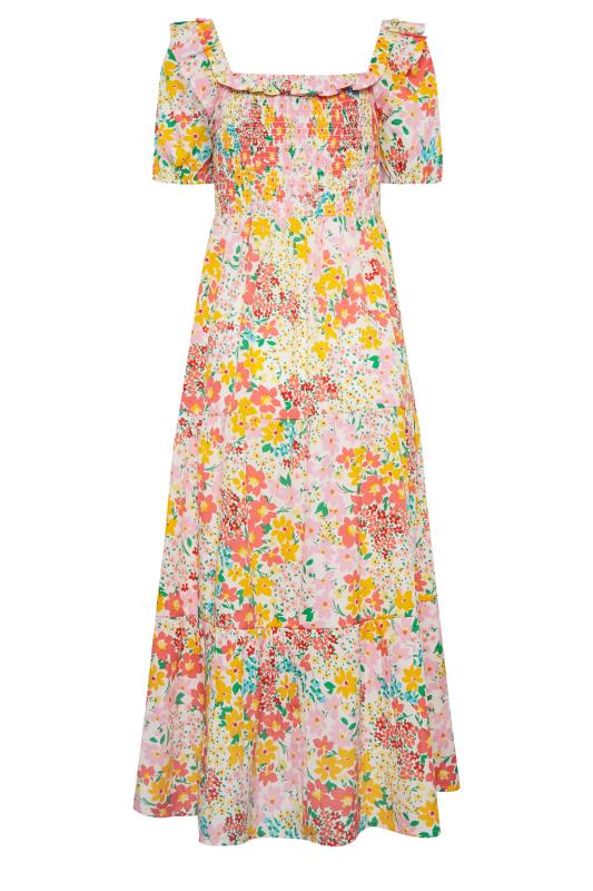 LTS Tall Women's Yellow Ditsy Floral Shirred Midaxi Dress | Long Tall Sally