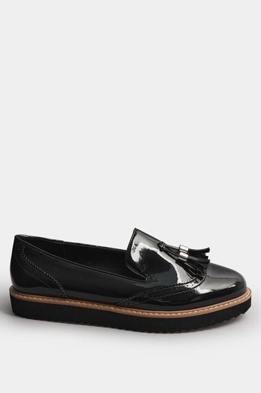 LTS Black Patent Tassel Slip-On Loafers In Standard Fit | Long Tall Sally 2