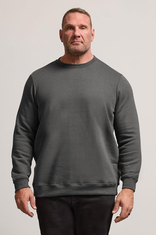 BadRhino Big & Tall Grey Premium Crew Neck Sweatshirt