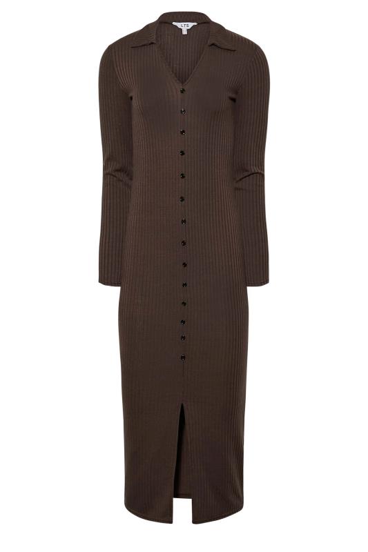 LTS Tall Brown Ribbed Split Front Dress | Long Tall Sally 6