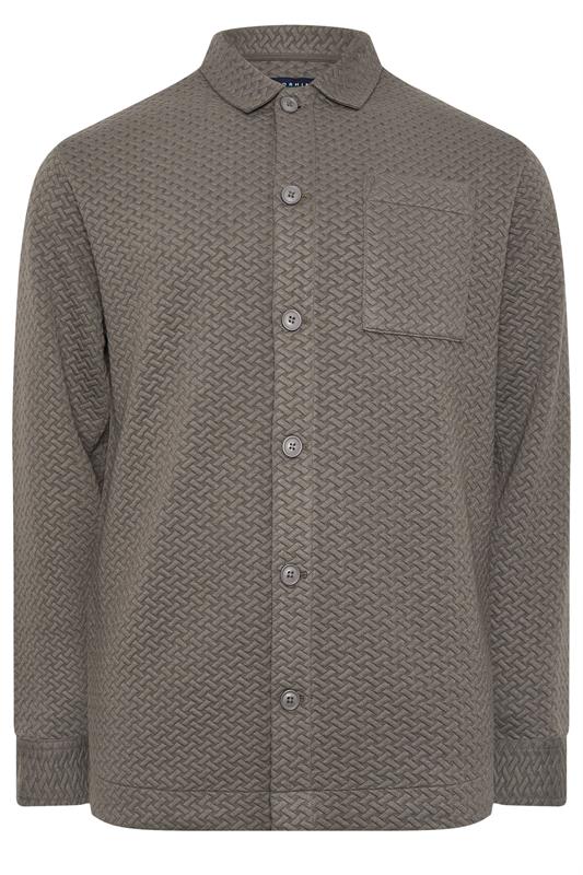 BadRhino Big & Tall Beige Brown Jersey Textured Overshirt | BadRhino 5
