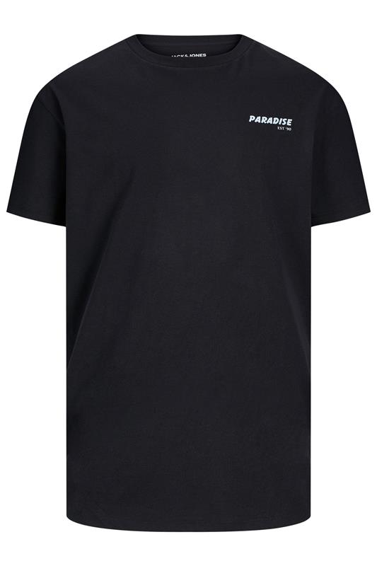 JACK & JONES Big & Tall Black 'Paradise' Printed T-Shirt | BadRhino 3