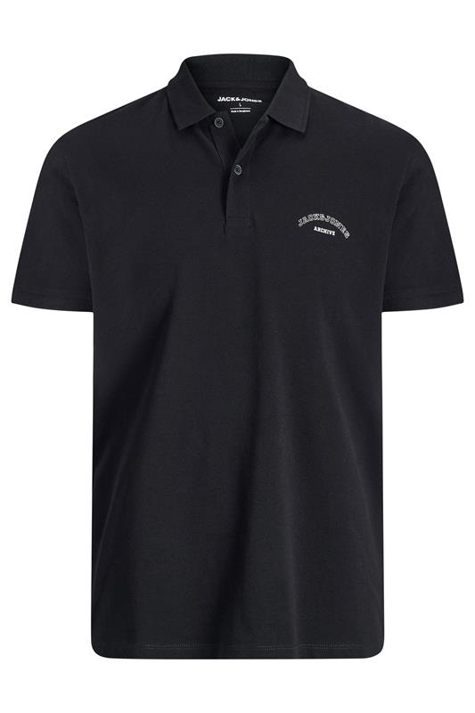 JACK & JONES Big & Tall Black Archive Polo Shirt | BadRhino 3