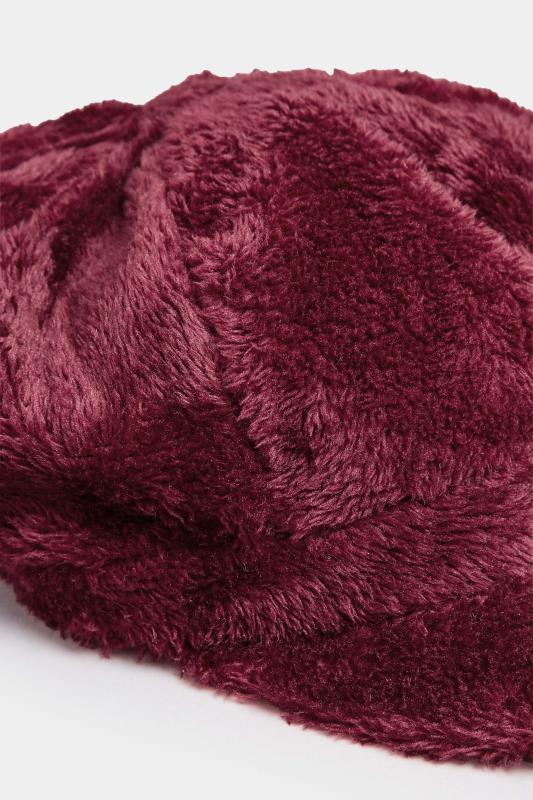 Wine Red Faux Fur Baker Boy Hat | Yours Clothing 3