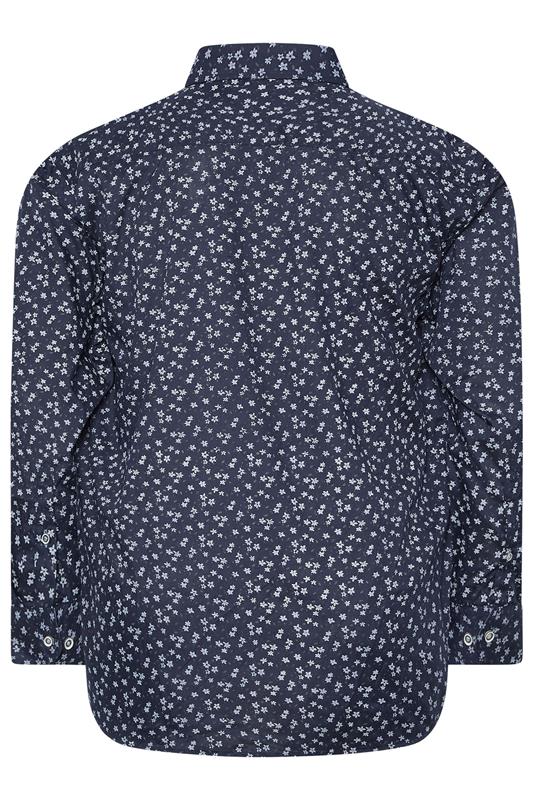KAM Big & Tall Navy Blue Floral Shirt | BadRhino 2