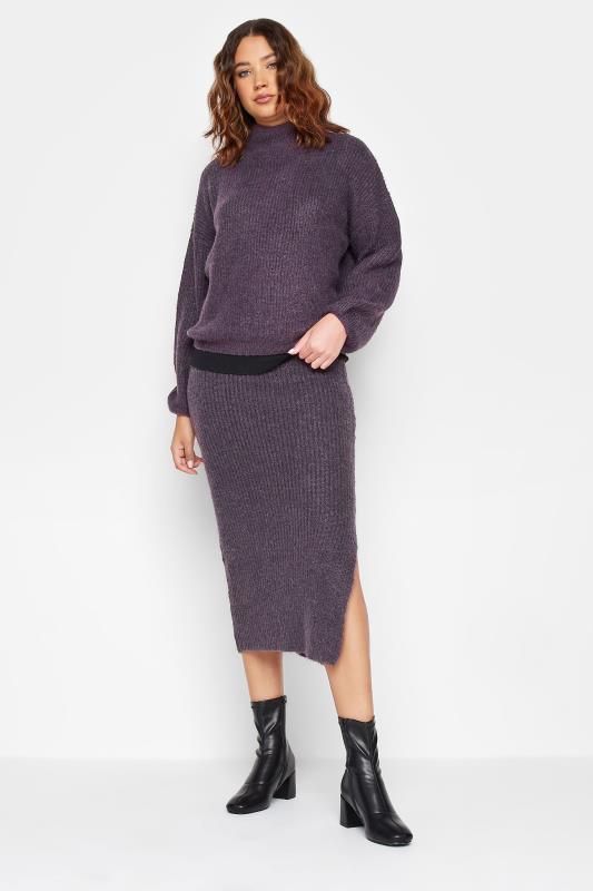 LTS Tall Dark Purple Midi Knitted Skirt | Long Tall Sally 2