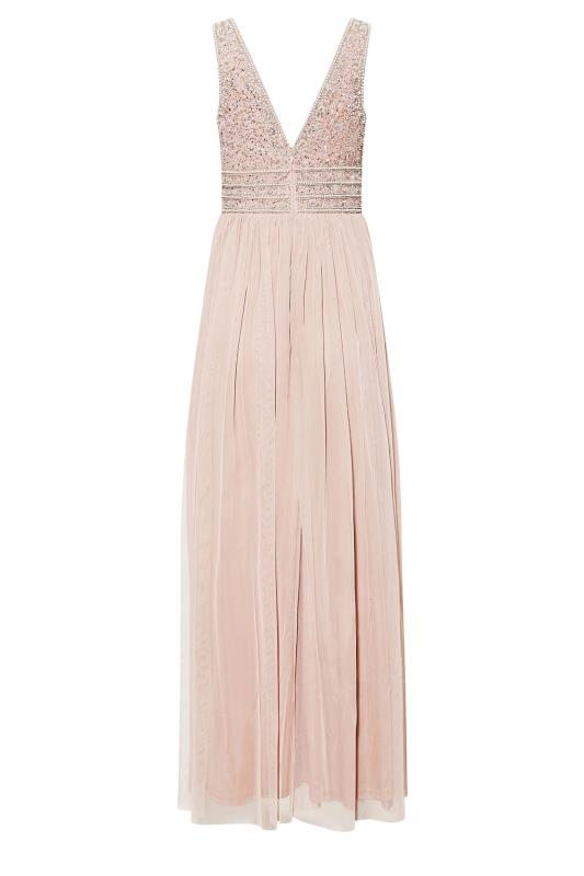 LTS Tall Women's Blush Pink Sequin Hand Embellished Maxi Dress | Long ...