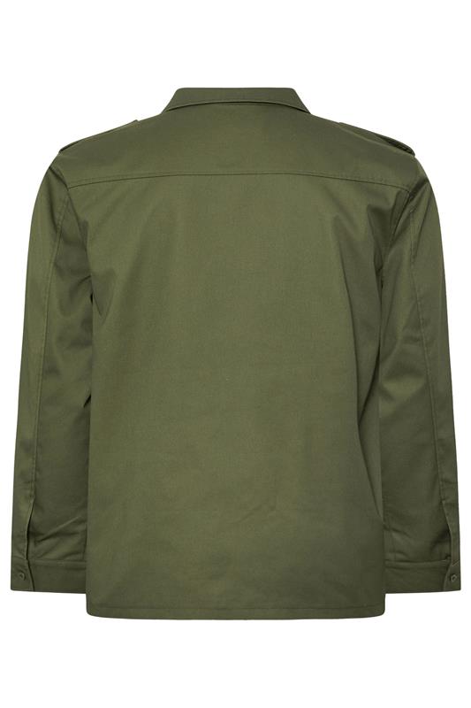 BadRhino Big & Tall Khaki Green Military Zip Through Overshirt | BadRhino 7